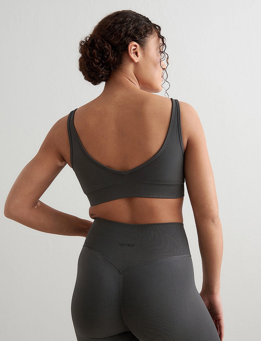 aim´n - Shape Seamless Deep Cut Bra - sportinės liemenėlės: lengvai prilaikančios - shadow grey - 3