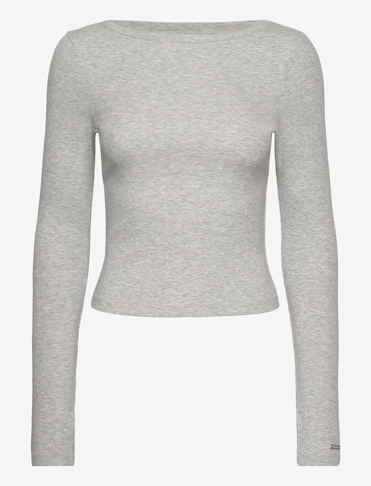 aim´n - Ease Ribbed Long Sleeve Top - langarmshirts - grey melange - 1