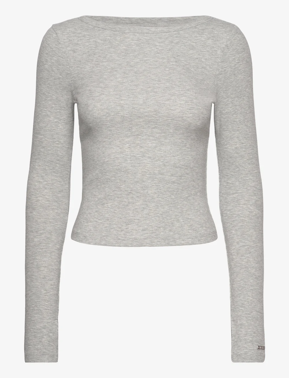aim´n - Ease Ribbed Long Sleeve Top - longsleeved tops - grey melange - 1