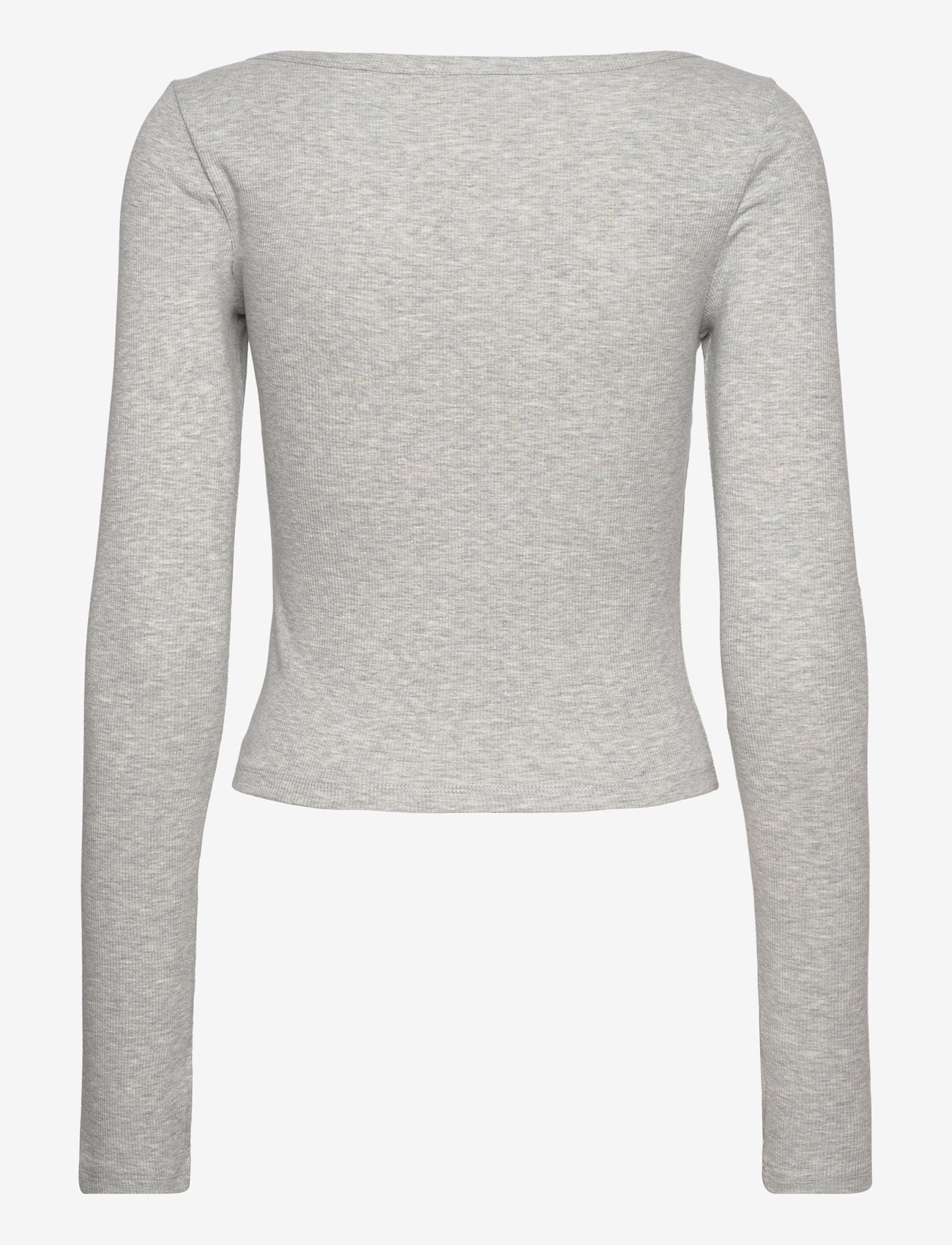 aim´n - Ease Ribbed Long Sleeve Top - langarmshirts - grey melange - 2