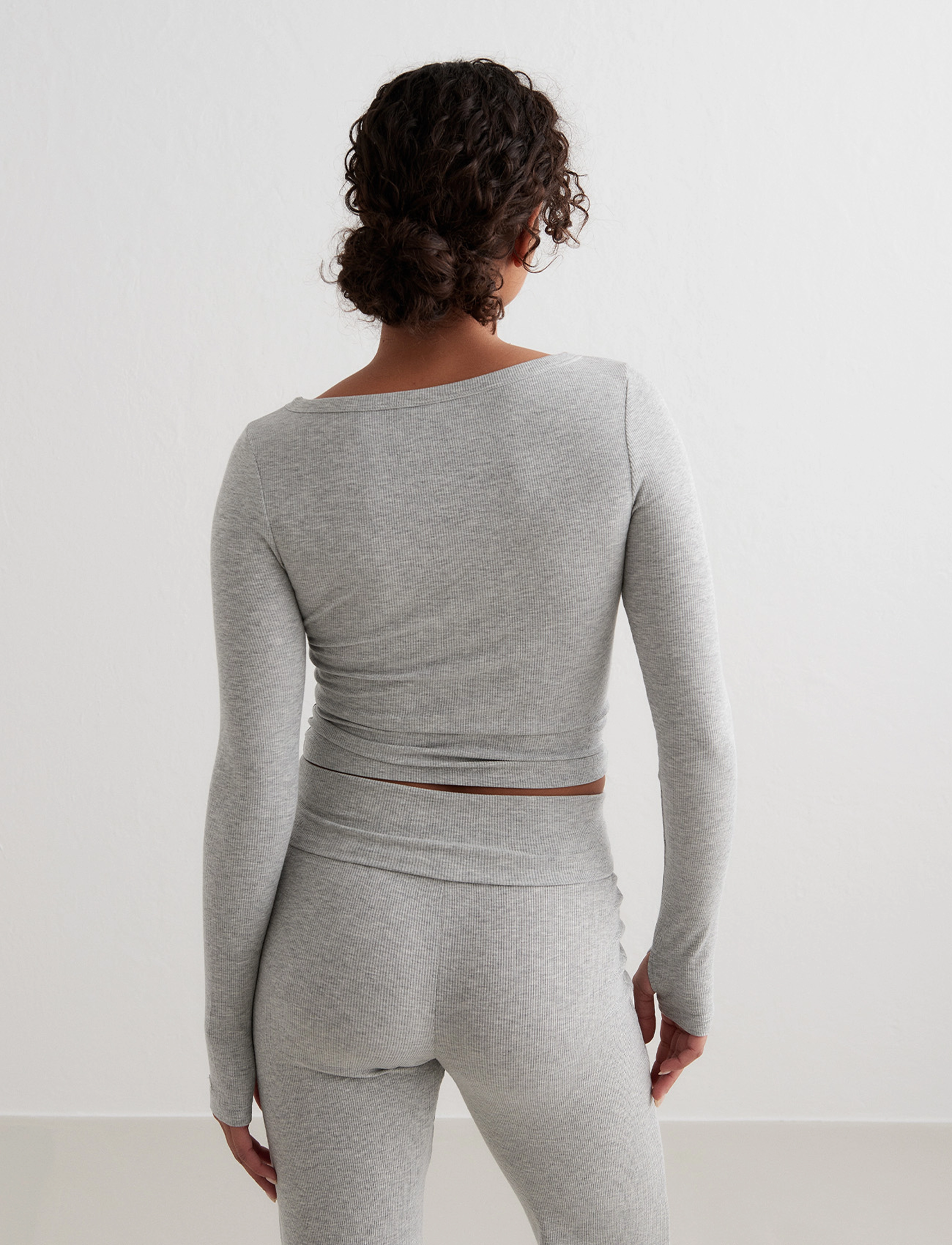 Aimn Ease Ribbed Long Sleeve Top långärmade t-shirt dam – bild 6