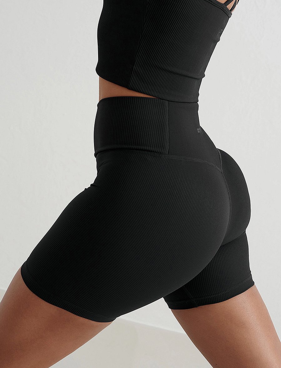 aim´n - Ribbed Performance Midi Biker Shorts - shorts - black - 5