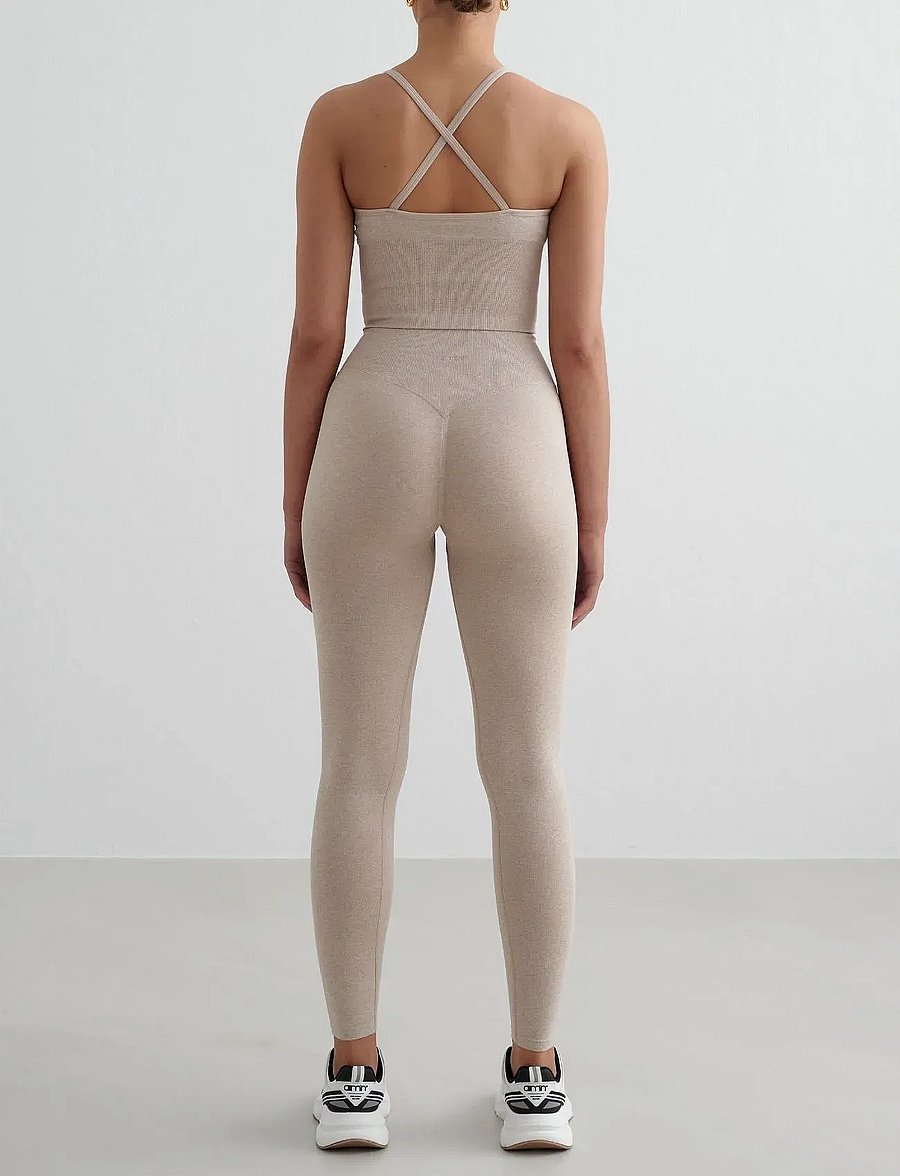 aim´n - Shape Seamless Cross Back Bralette - sport-bhs - beige melange - 4