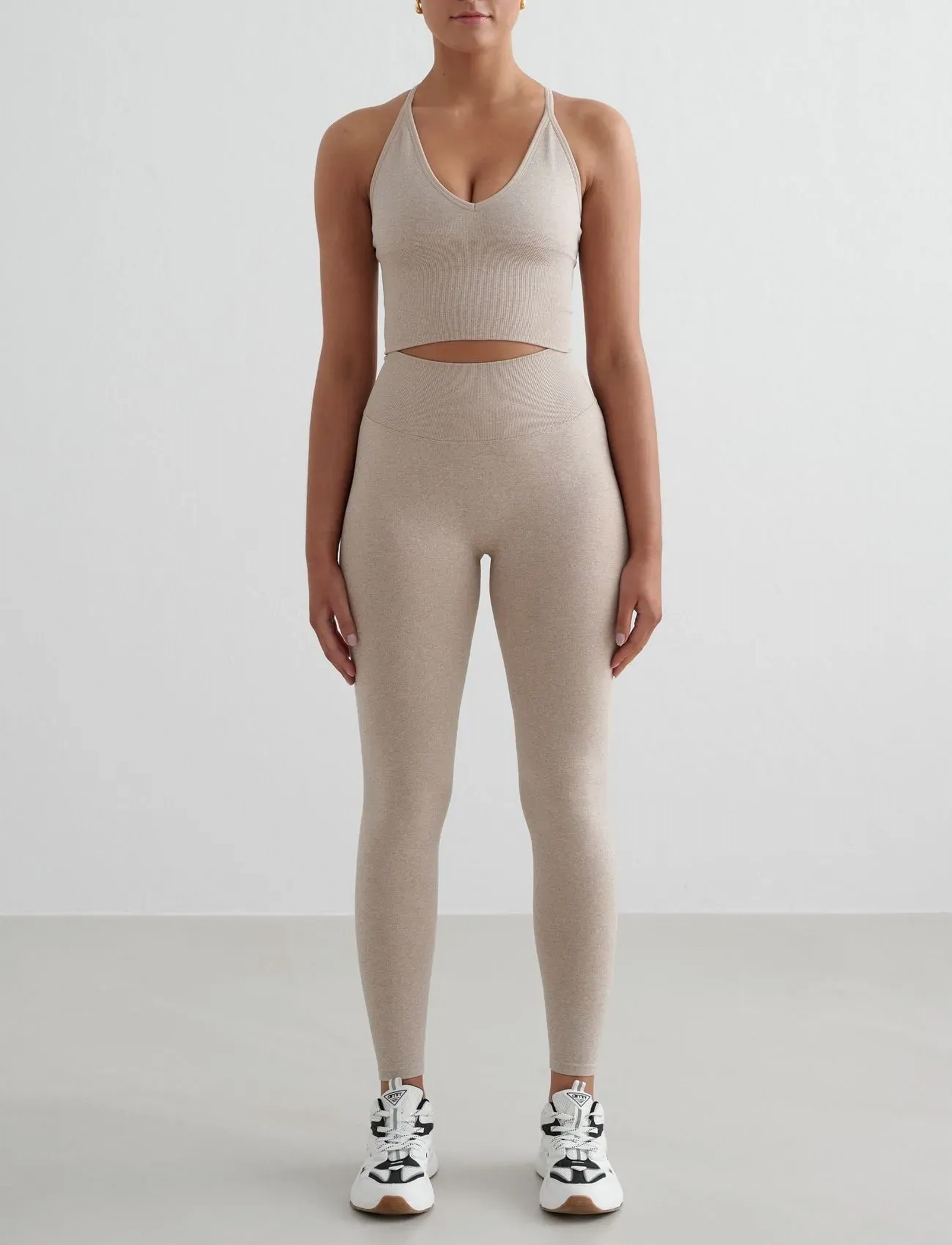 aim´n - Shape Seamless Cross Back Bralette - sport bh:ar - beige melange - 5