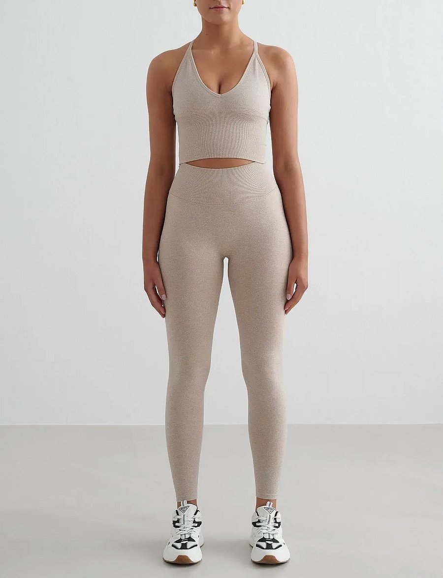 aim´n - Shape Seamless Cross Back Bralette - sport-bhs - beige melange - 5