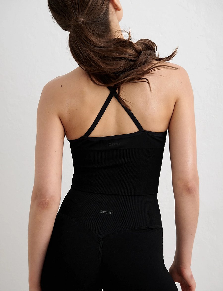 aim´n - Shape Seamless Cross Back Bralette - sport-bhs - black - 5
