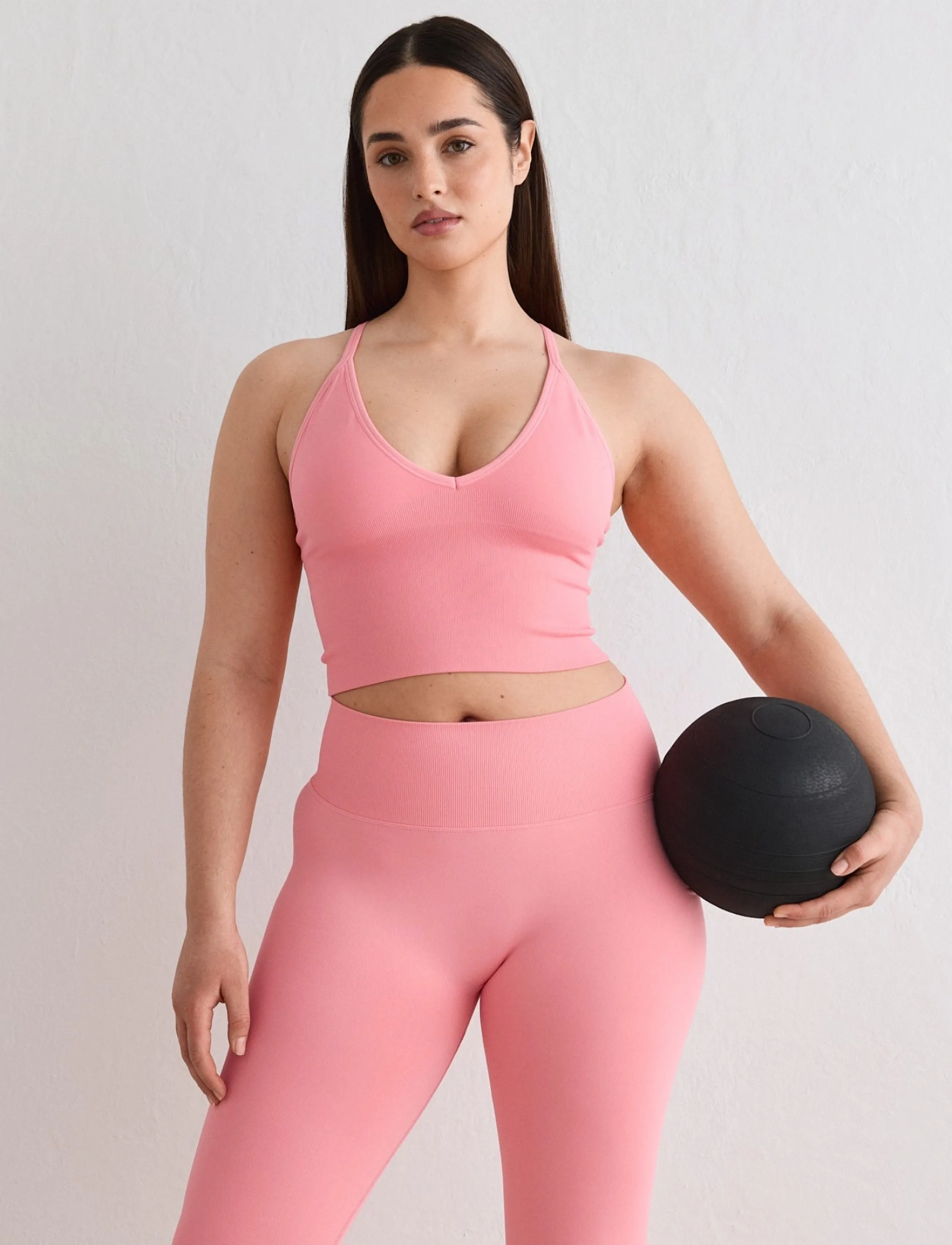 aim ́n Shape Seamless Cross Back Bralette, Kvinder, Sømløs Krydsryg Bralette, Pink, Str: L