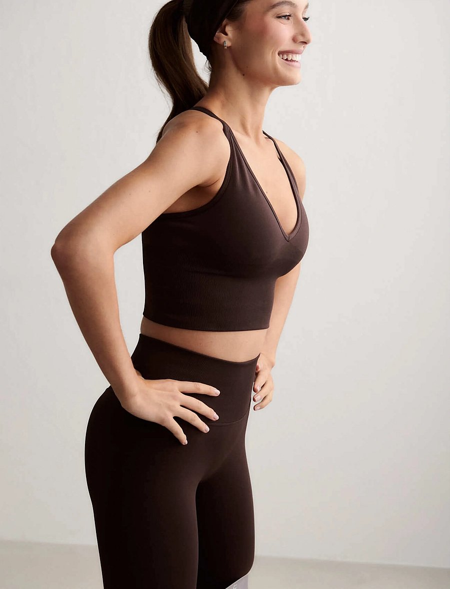aim´n - Shape Seamless Cross Back Bralette - sport-bhs - chocolate - 3