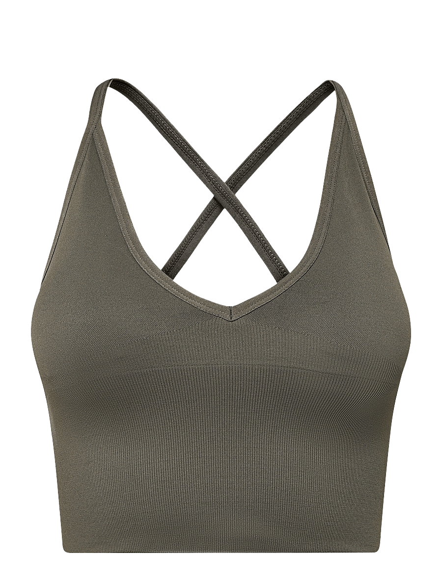 aim´n - Shape Seamless Cross Back Bralette - mittlerer halt - dark ivy - 1