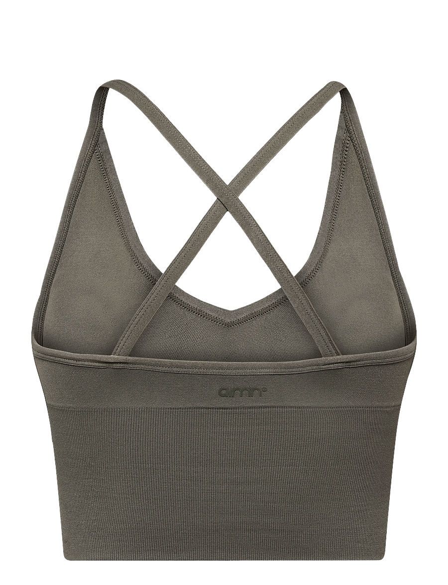aim´n - Shape Seamless Cross Back Bralette - mittlerer halt - dark ivy - 2