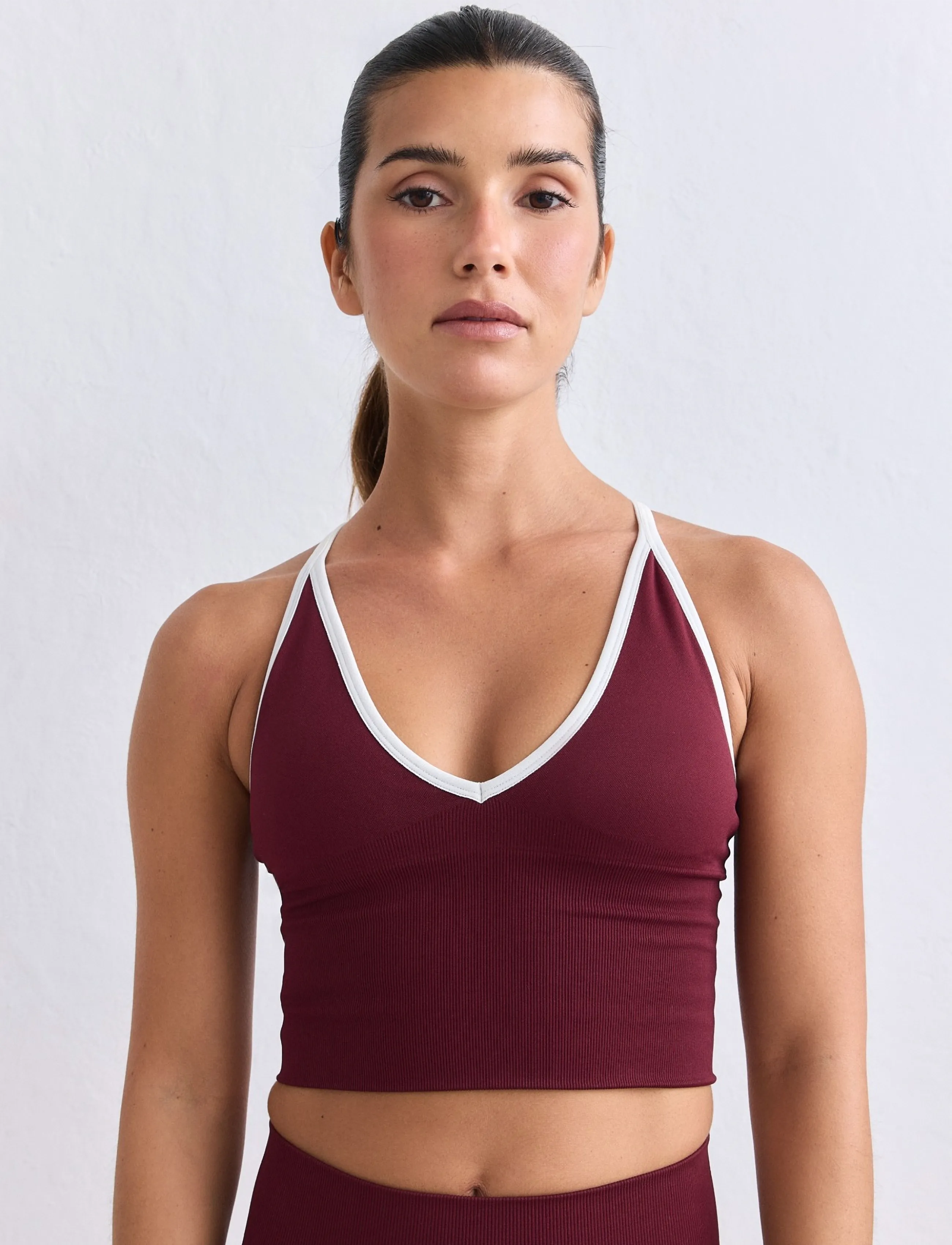 aim ́n Shape Seamless Cross Back Bralette, Kvinder, Sømløs Krydsryg Bralette, Bordeaux, Str: L