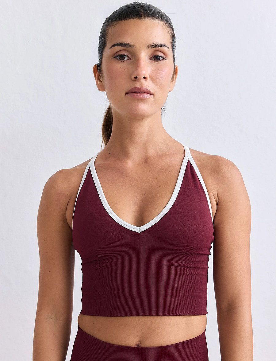 aim´n - Shape Seamless Cross Back Bralette - mittlerer halt - merlot - 0