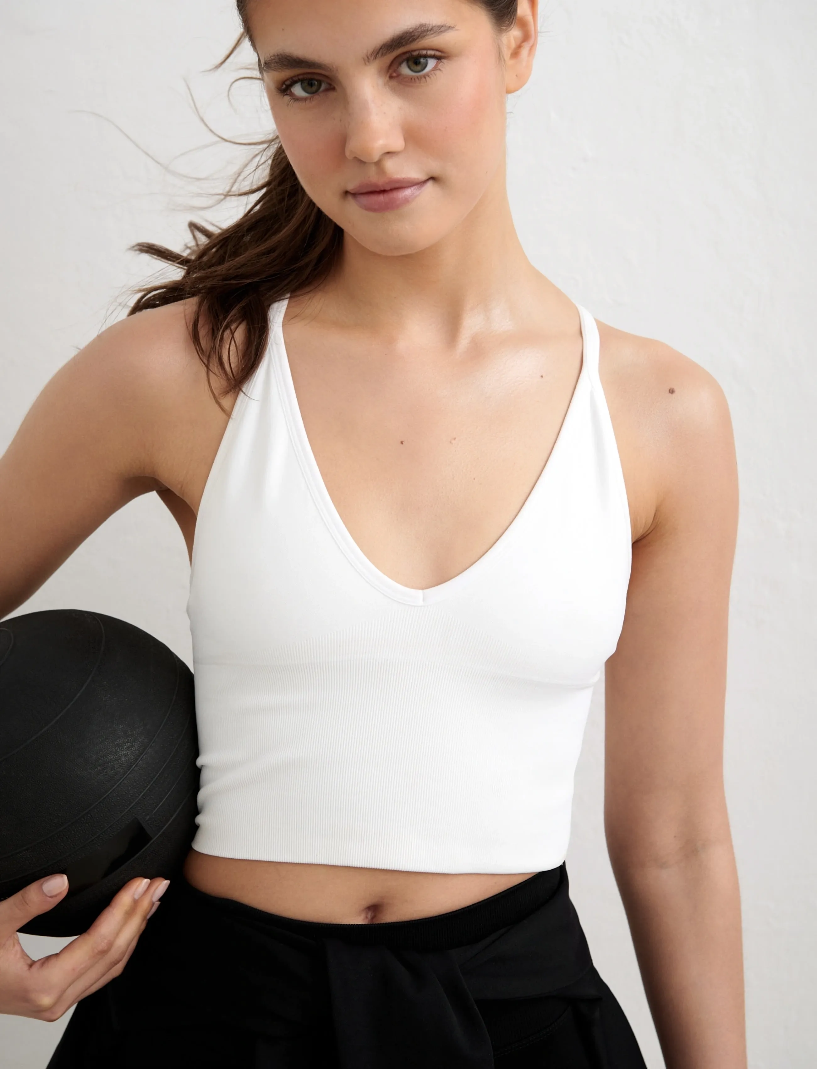 aim ́n Shape Seamless Cross Back Bralette, Kvinder, Sømløs Krydsryg Bralette, Hvid, Str: L