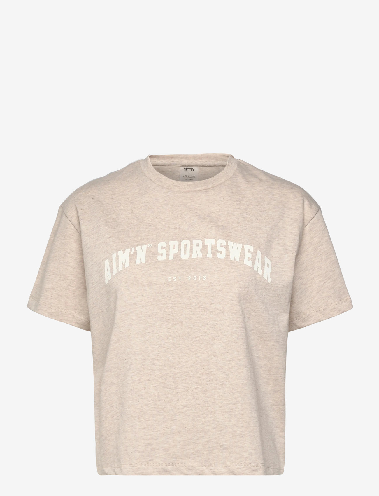 aim´n - Varsity Boxy T-shirt - t-shirts - beige melange - 0