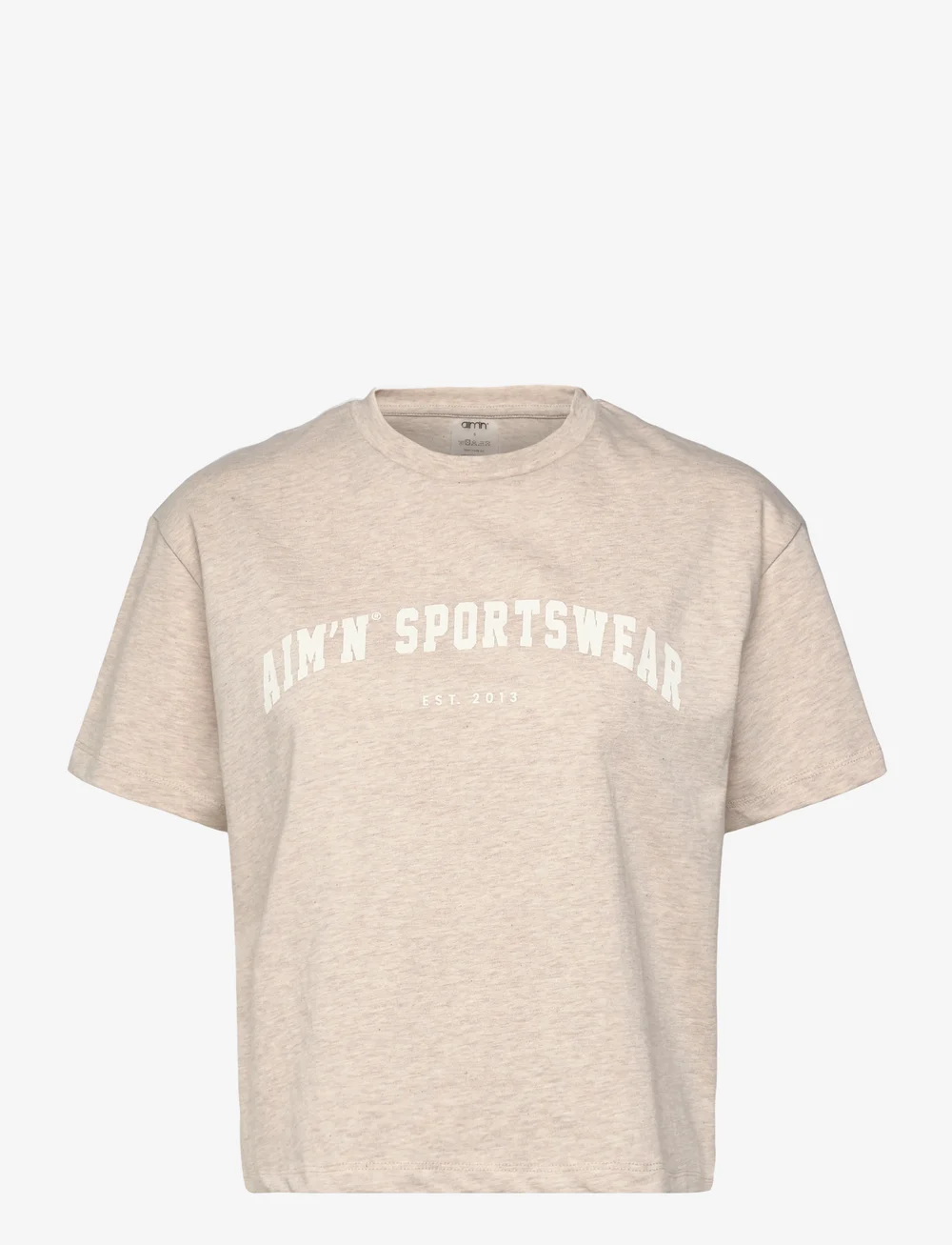aim´n - Varsity Boxy T-shirt - t-shirts - beige melange - 0