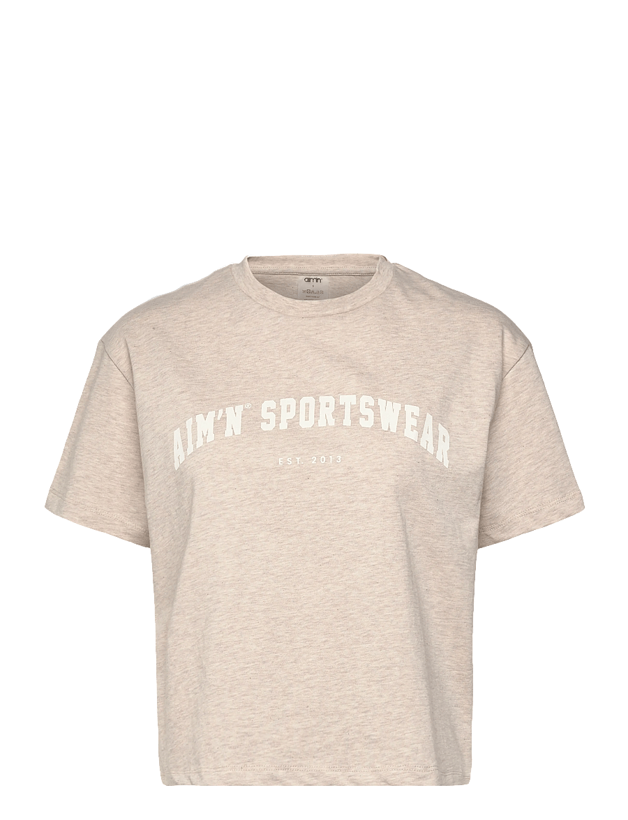 aim´n - Varsity Boxy T-shirt - t-shirts - beige melange - 0
