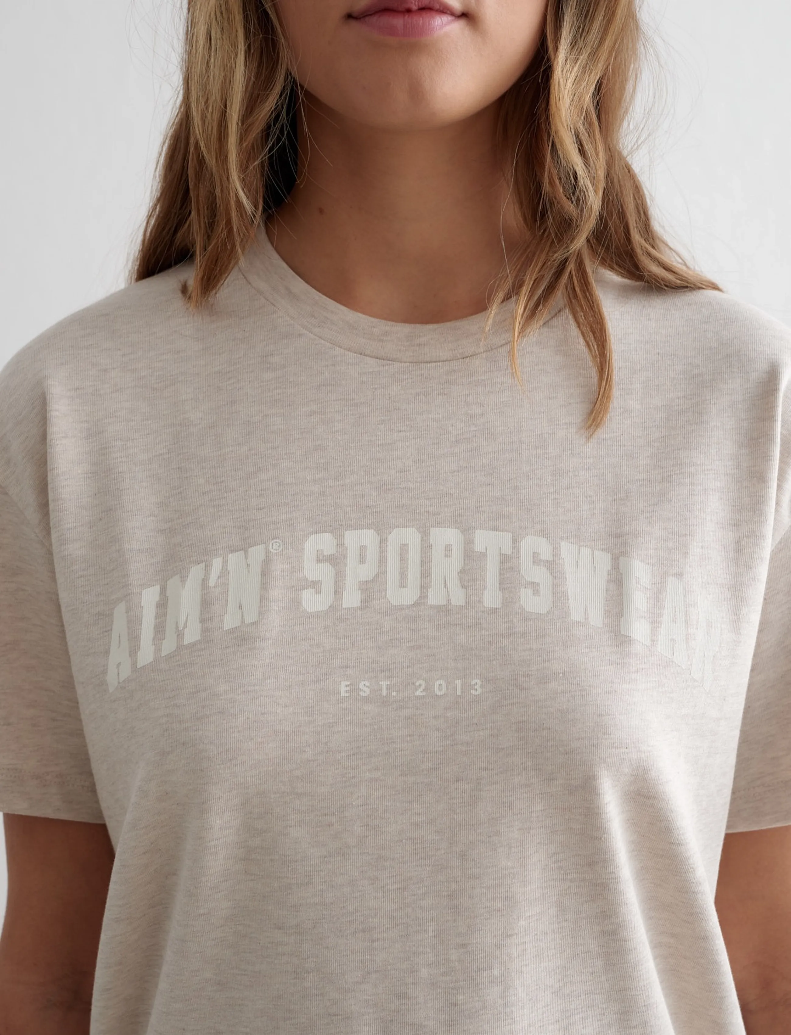 aim´n - Varsity Boxy T-shirt - t-shirts - beige melange - 3