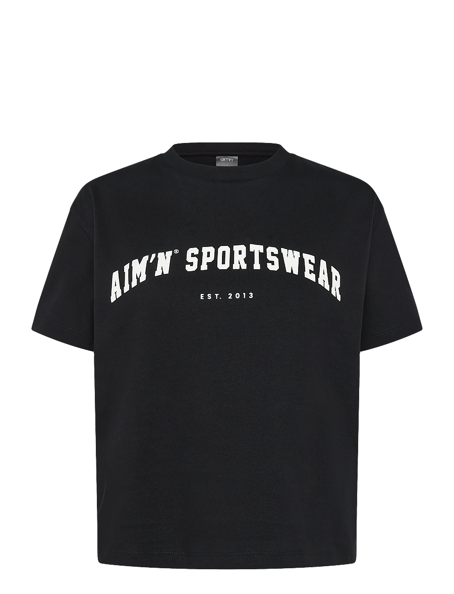 aim´n - Varsity Boxy T-shirt - t-shirts - black - 1