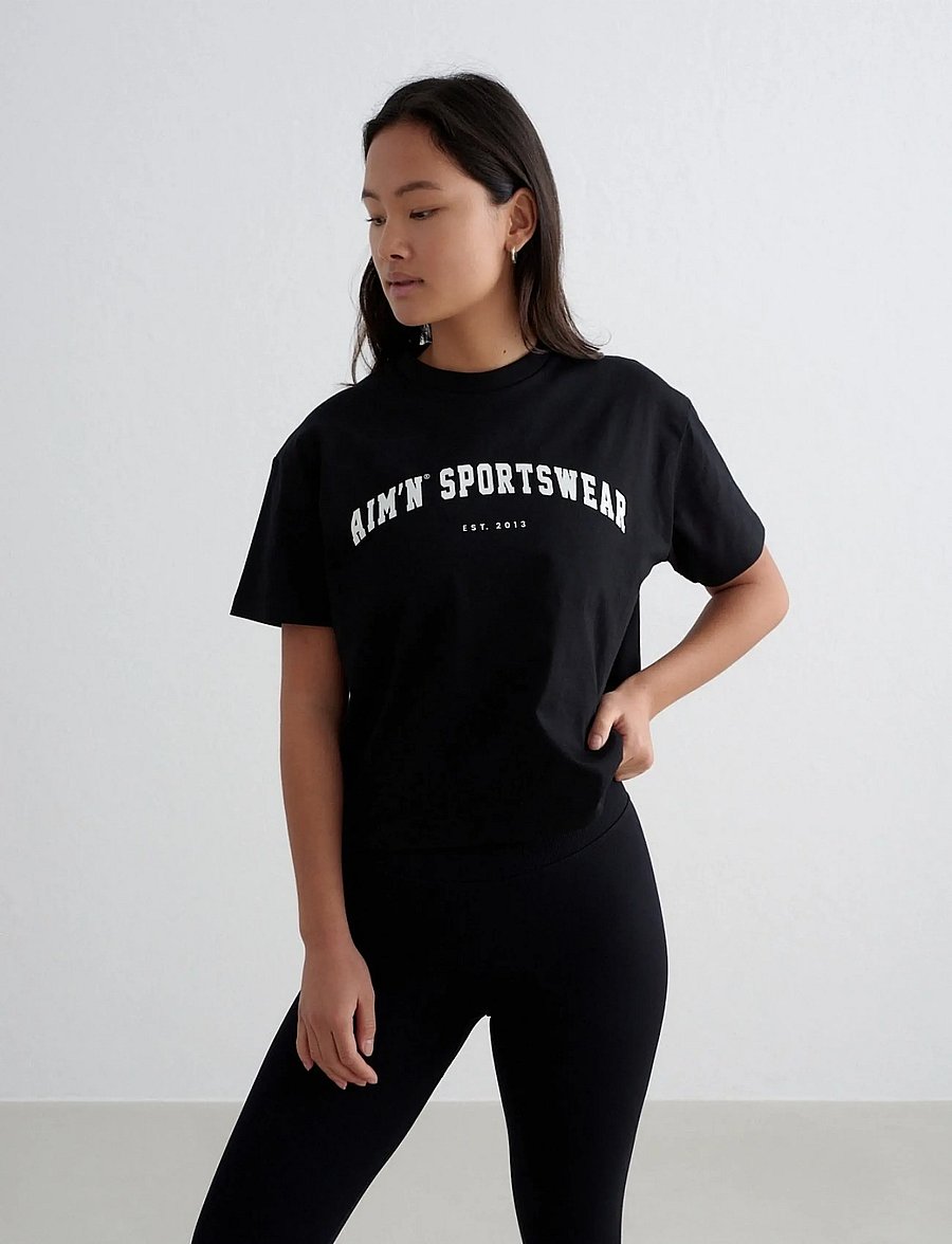 aim´n - Varsity Boxy T-shirt - t-shirts - black - 4