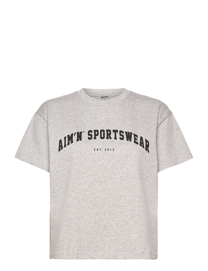 aim´n - Varsity Boxy T-shirt - t-shirts - grey melange - 1