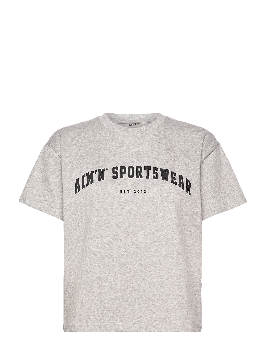 aim´n - Varsity Boxy T-shirt - t-shirts - grey melange - 1