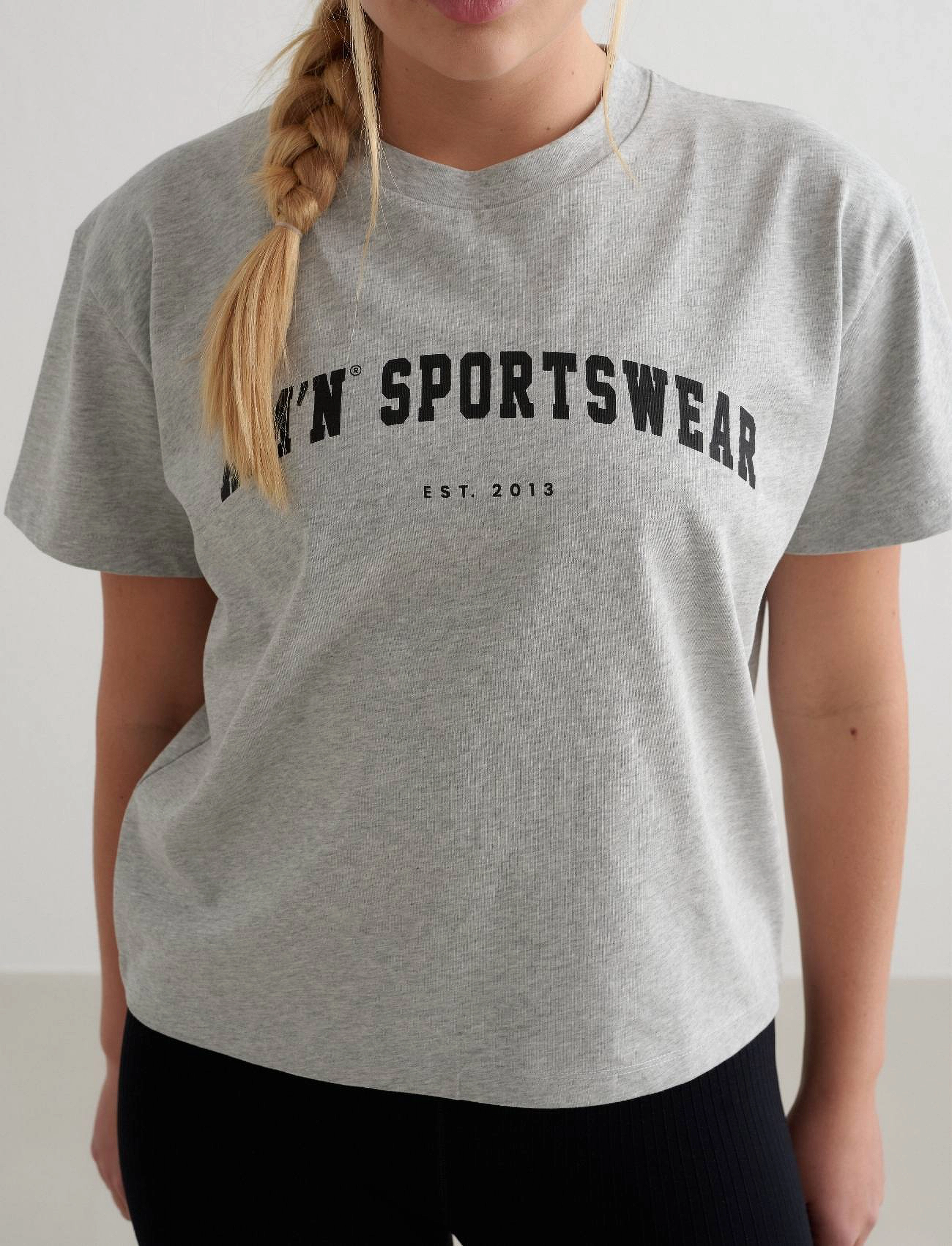 aim ́n Varsity Boxy T-Shirt, Kvinder, Varsity Boxy T-shirt, Grå, Str: S