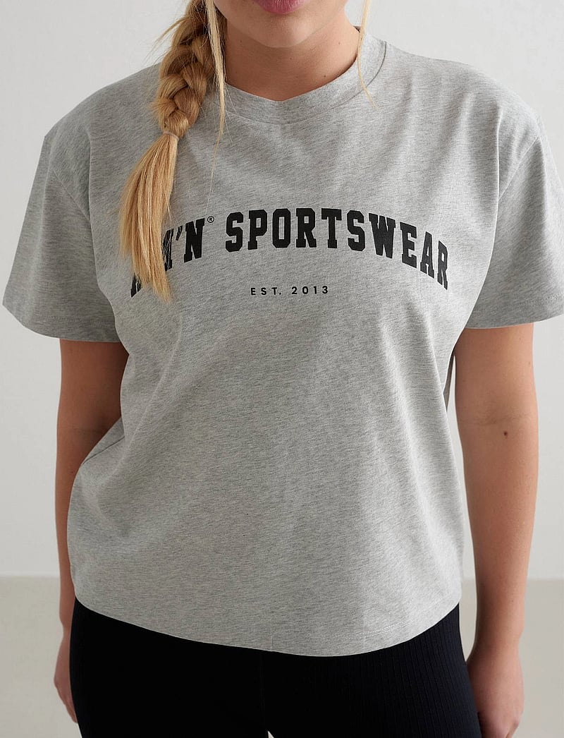 aim´n - Varsity Boxy T-shirt - t-shirts - grey melange - 0