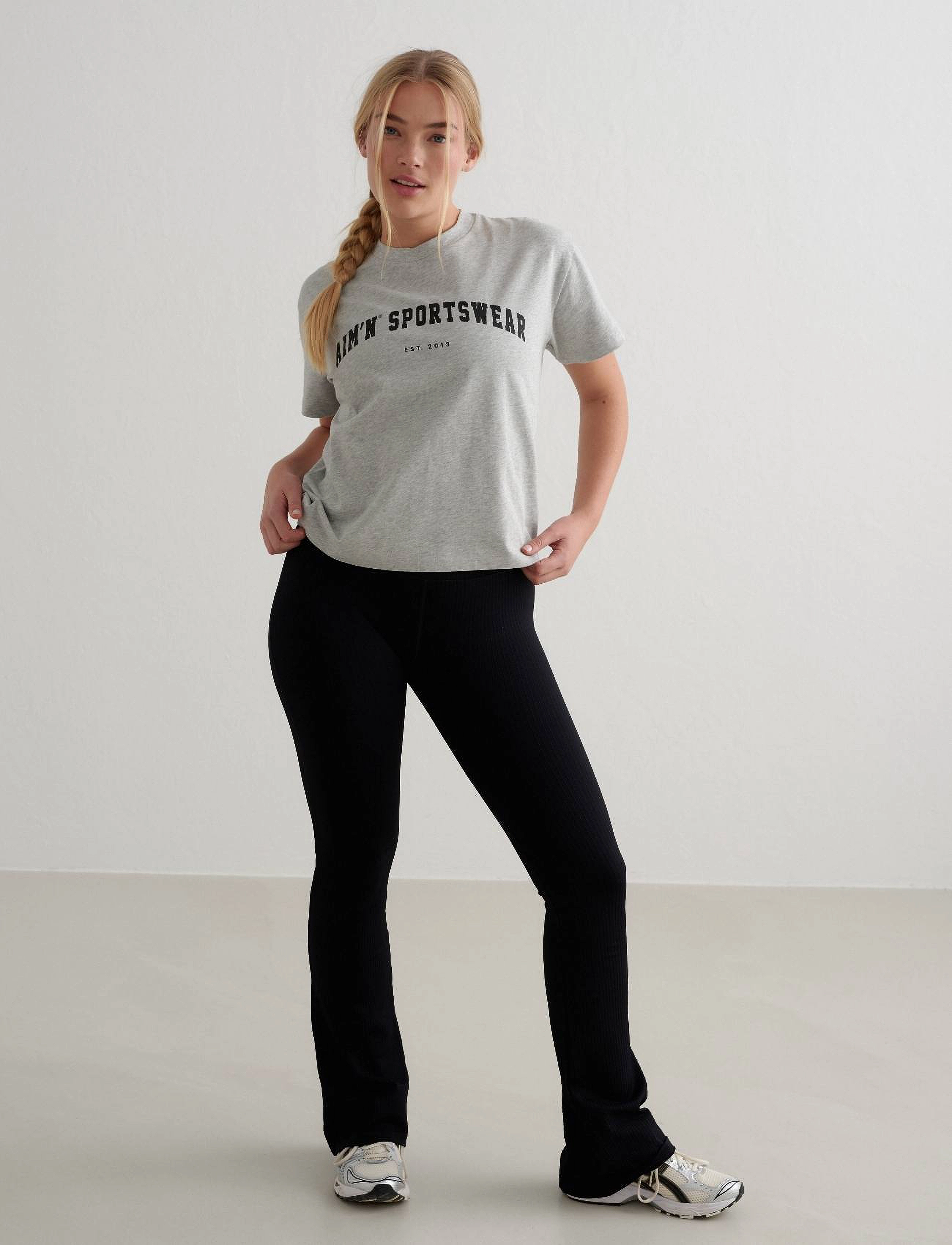aim´n - Varsity Boxy T-shirt - topi un t-krekli - grey melange - 4