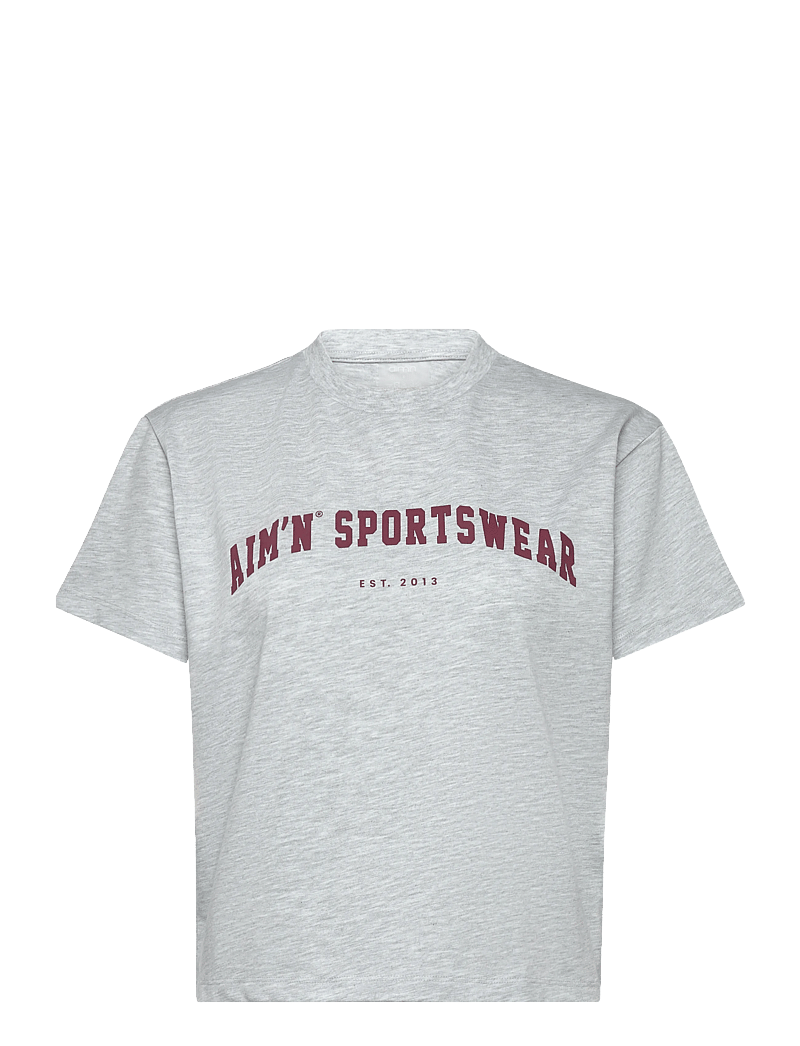 aim´n - Varsity Boxy T-shirt - t-shirts - light grey melange - 1