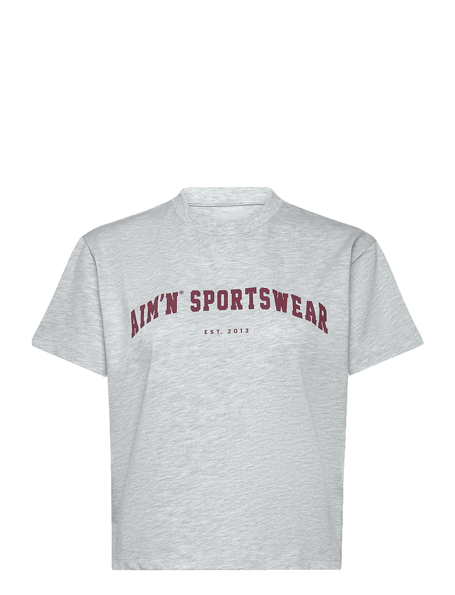 aim´n - Varsity Boxy T-shirt - t-shirts - light grey melange - 1