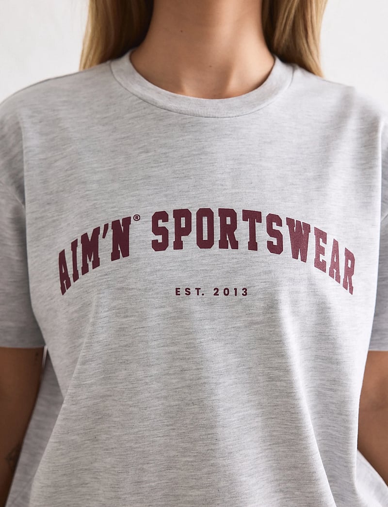 aim´n - Varsity Boxy T-shirt - t-shirts - light grey melange - 4