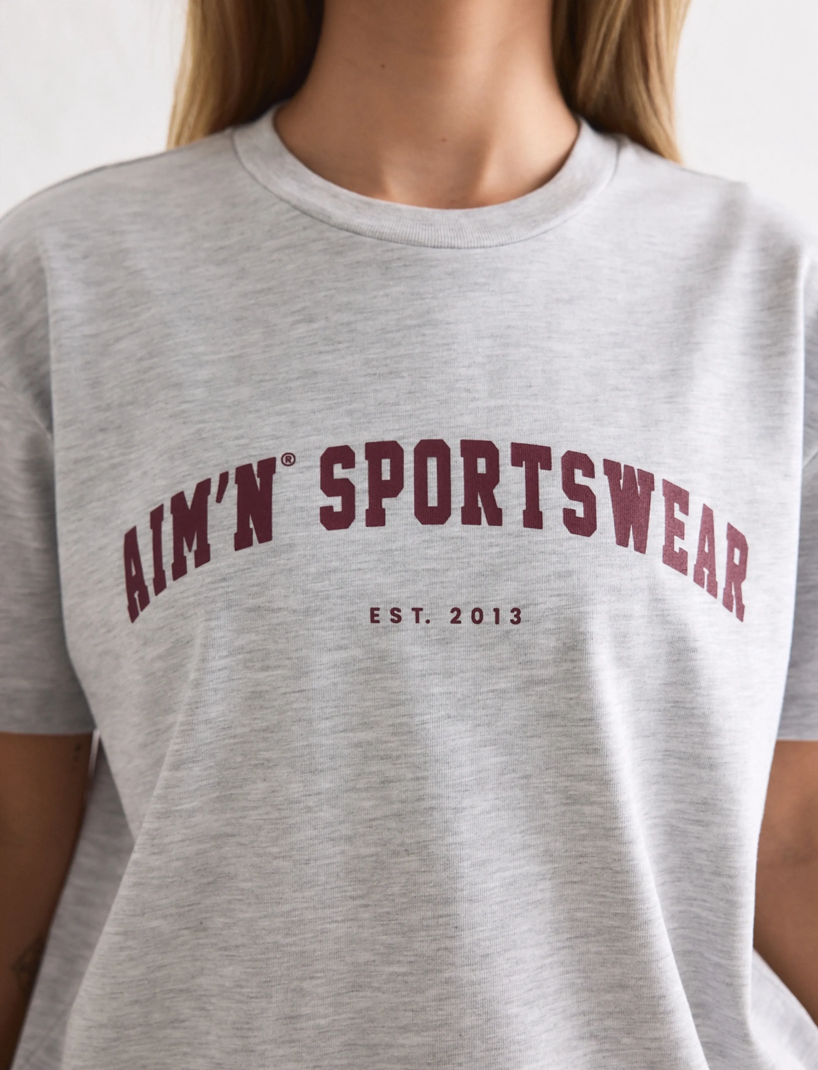 aim´n - Varsity Boxy T-shirt - t-shirts - light grey melange - 4