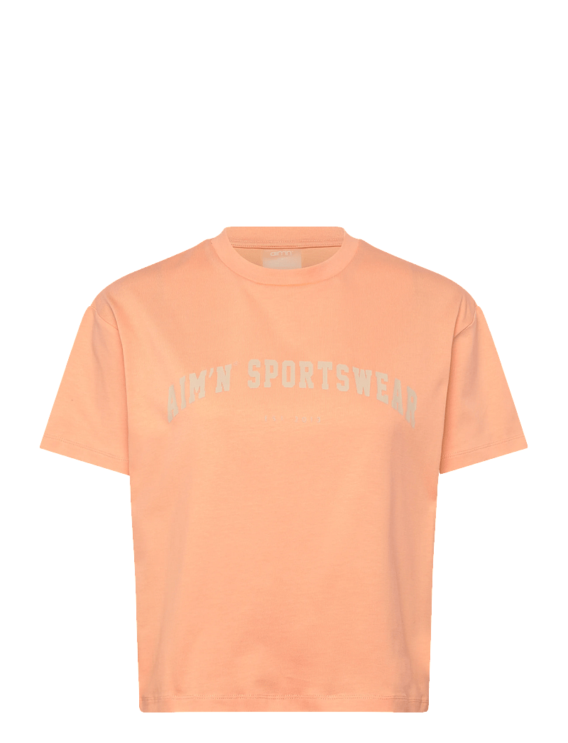 aim´n - Varsity Boxy T-shirt - t-shirts - peach - 1