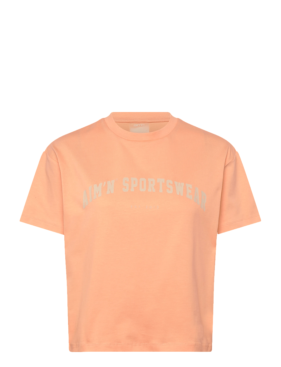 aim´n - Varsity Boxy T-shirt - t-shirts - peach - 1