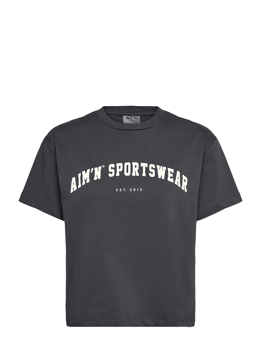 aim´n - Varsity Boxy T-shirt - t-shirts - shadow grey - 0