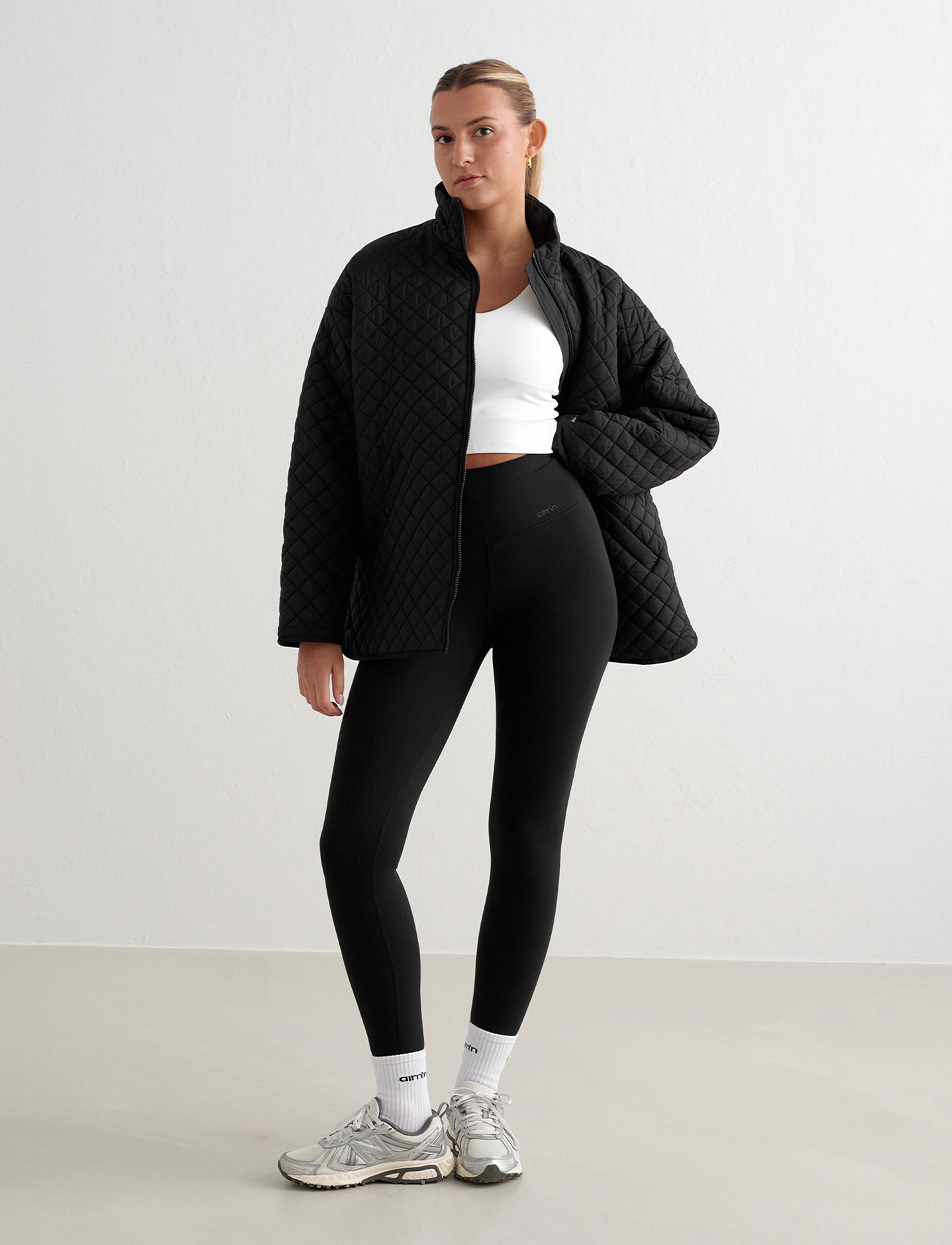 aim ́n Oversized Quilted Jacket, M, Black, Sport Jackets > Sport Casual Jackets, Dame