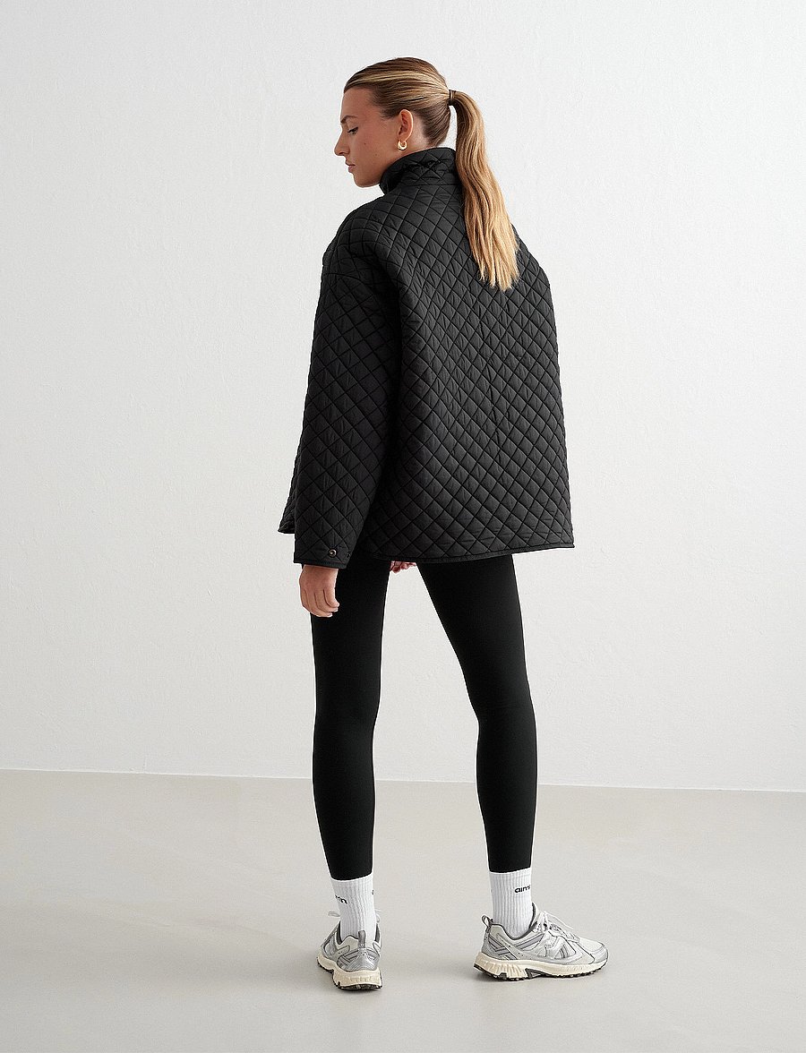 aim´n - Oversized Quilted Jacket - casual jackets - black - 4