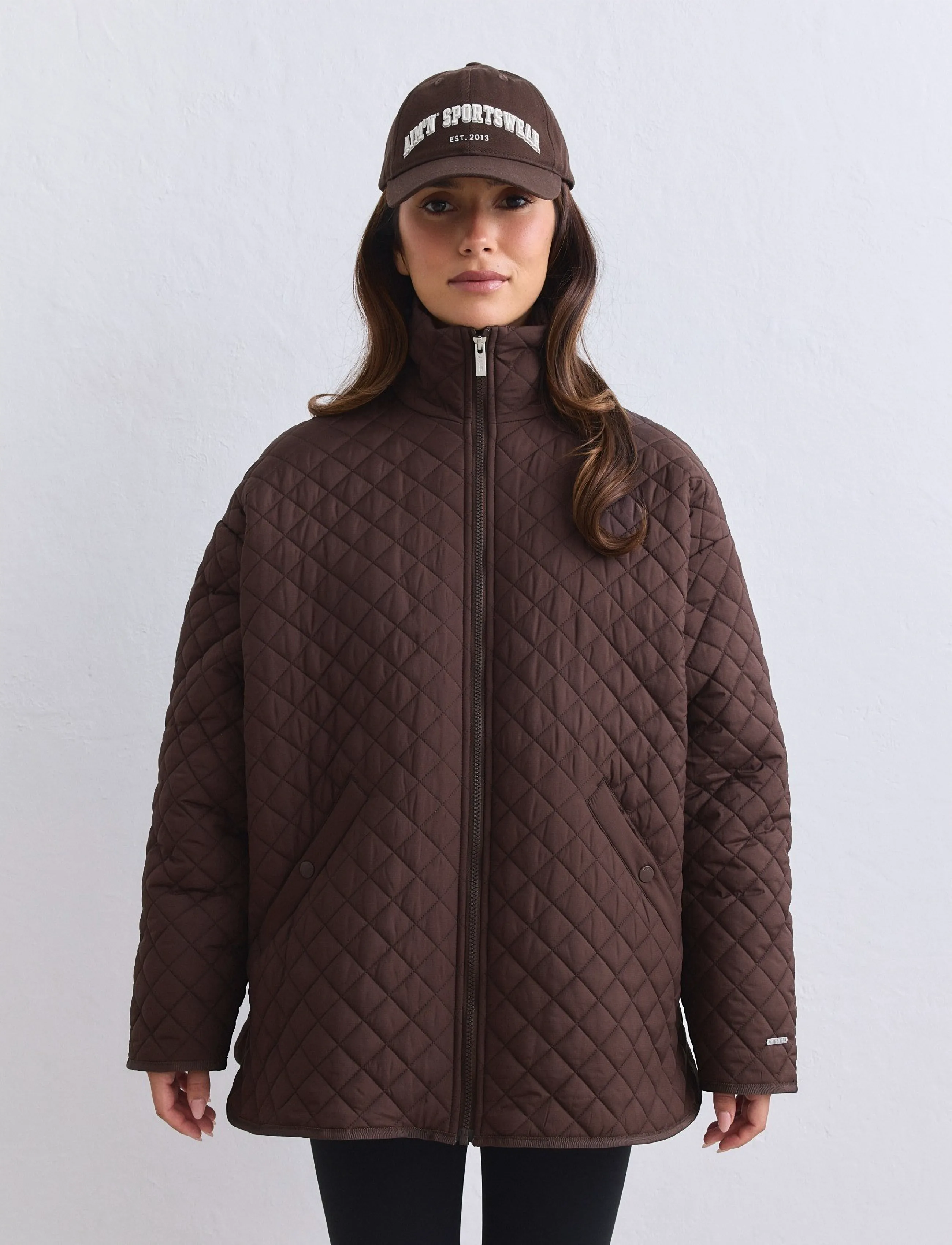 aim ́n Oversized Quilted Jacket, M, Brown, Sport Jackets > Sport Casual Jackets, Dame
