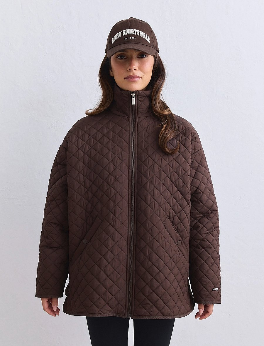 aim´n - Oversized Quilted Jacket - casual jakker - chocolate - 0