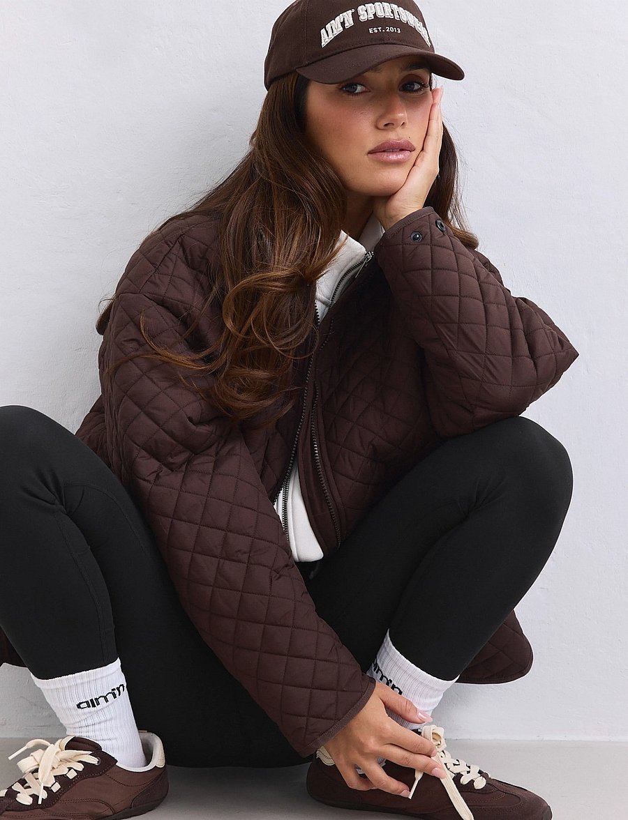 aim´n - Oversized Quilted Jacket - casual jakker - chocolate - 5