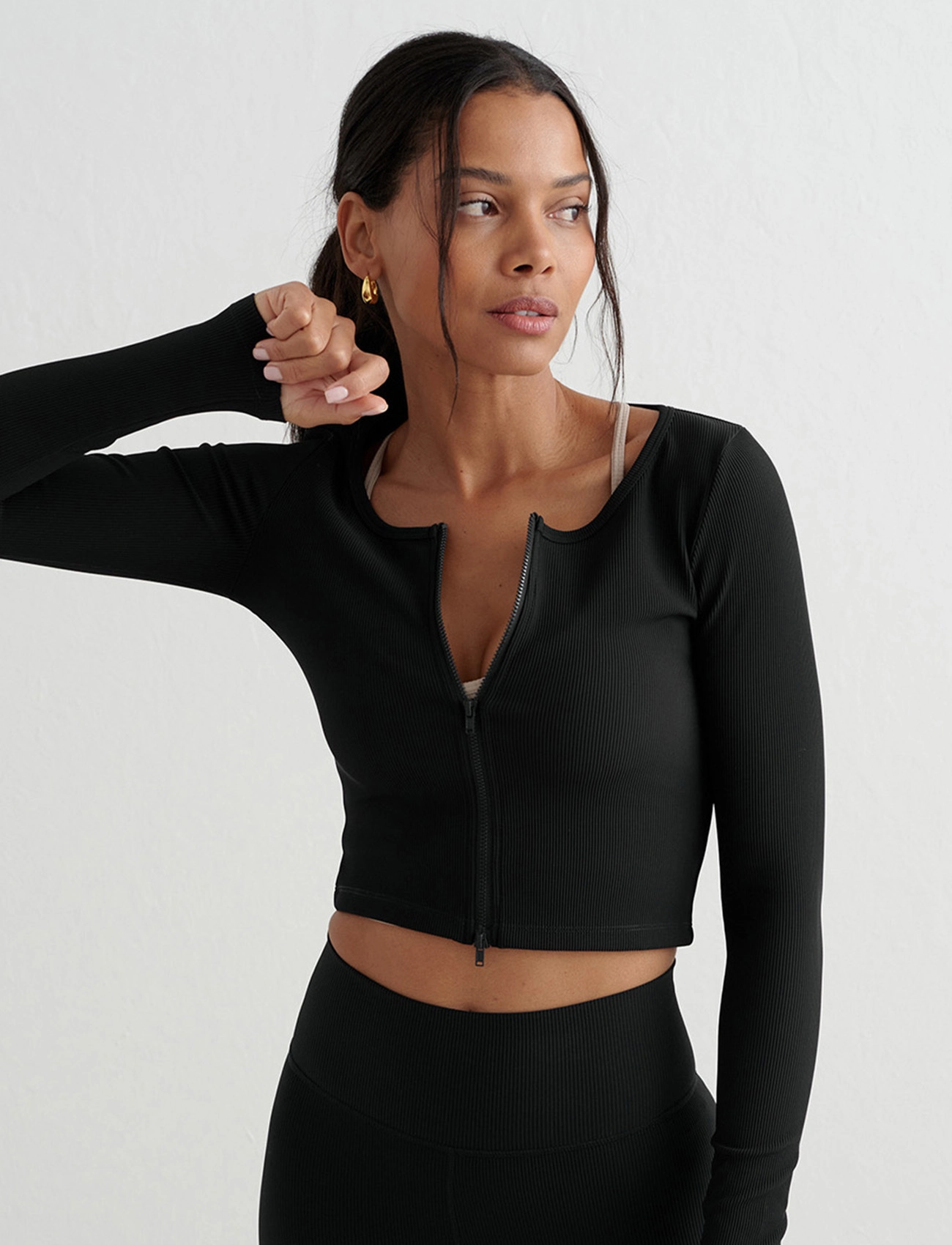 Ribbed Performance Zipped Cardigan