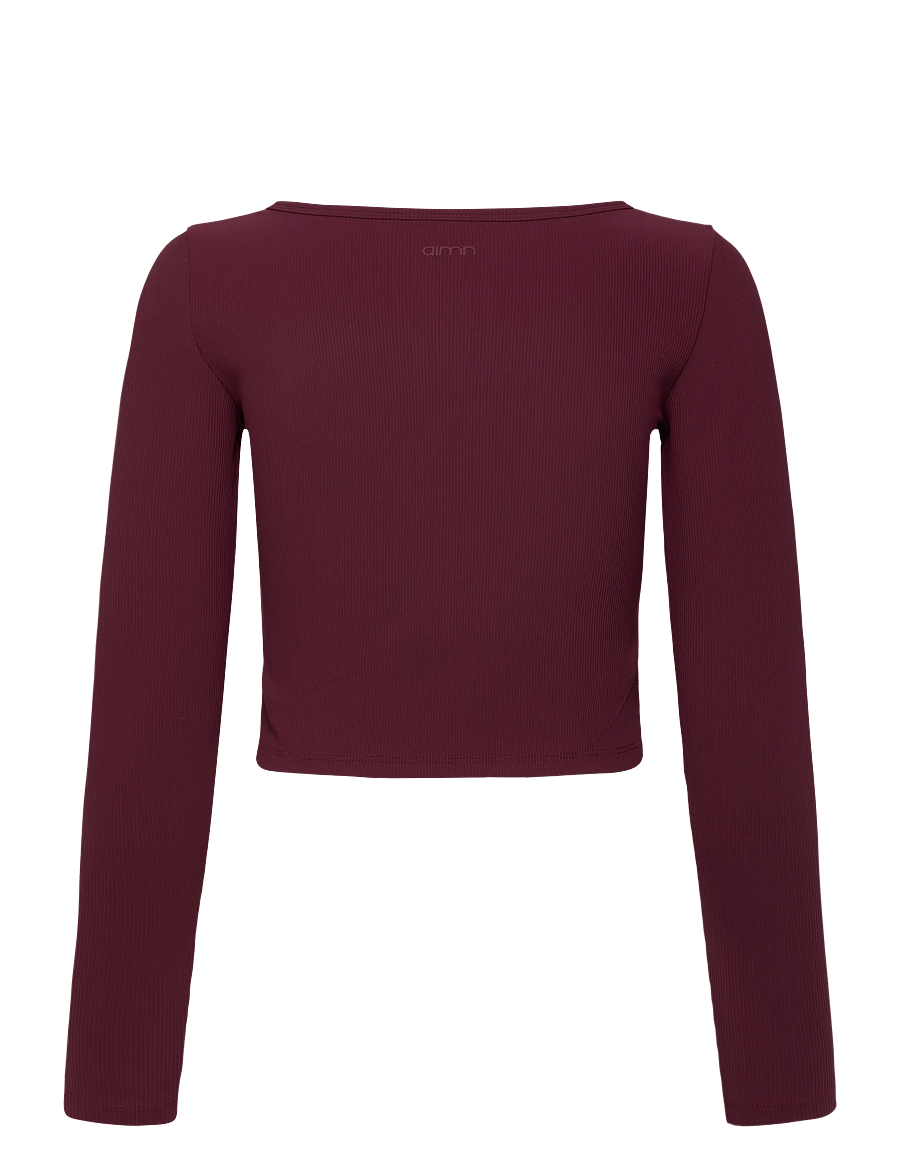 aim´n - Ribbed Performance Zipped Cardigan - magabolir - cherry - 2