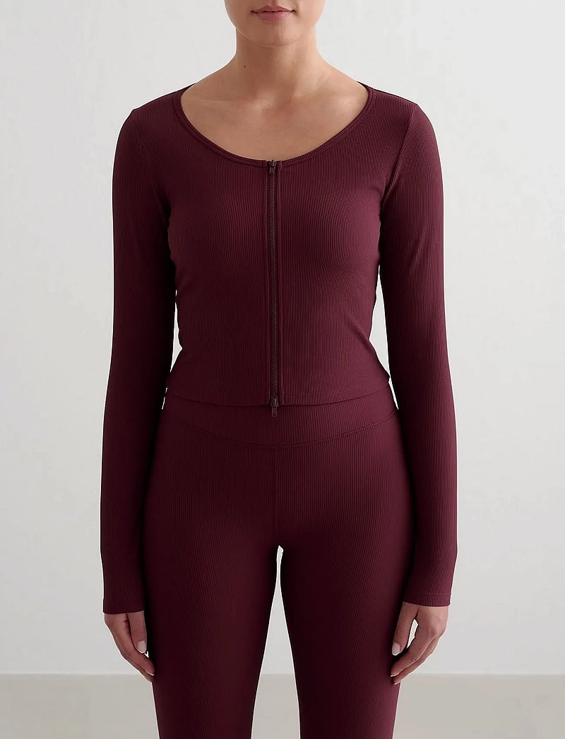 aim´n - Ribbed Performance Zipped Cardigan - nabapluusid - cherry - 0