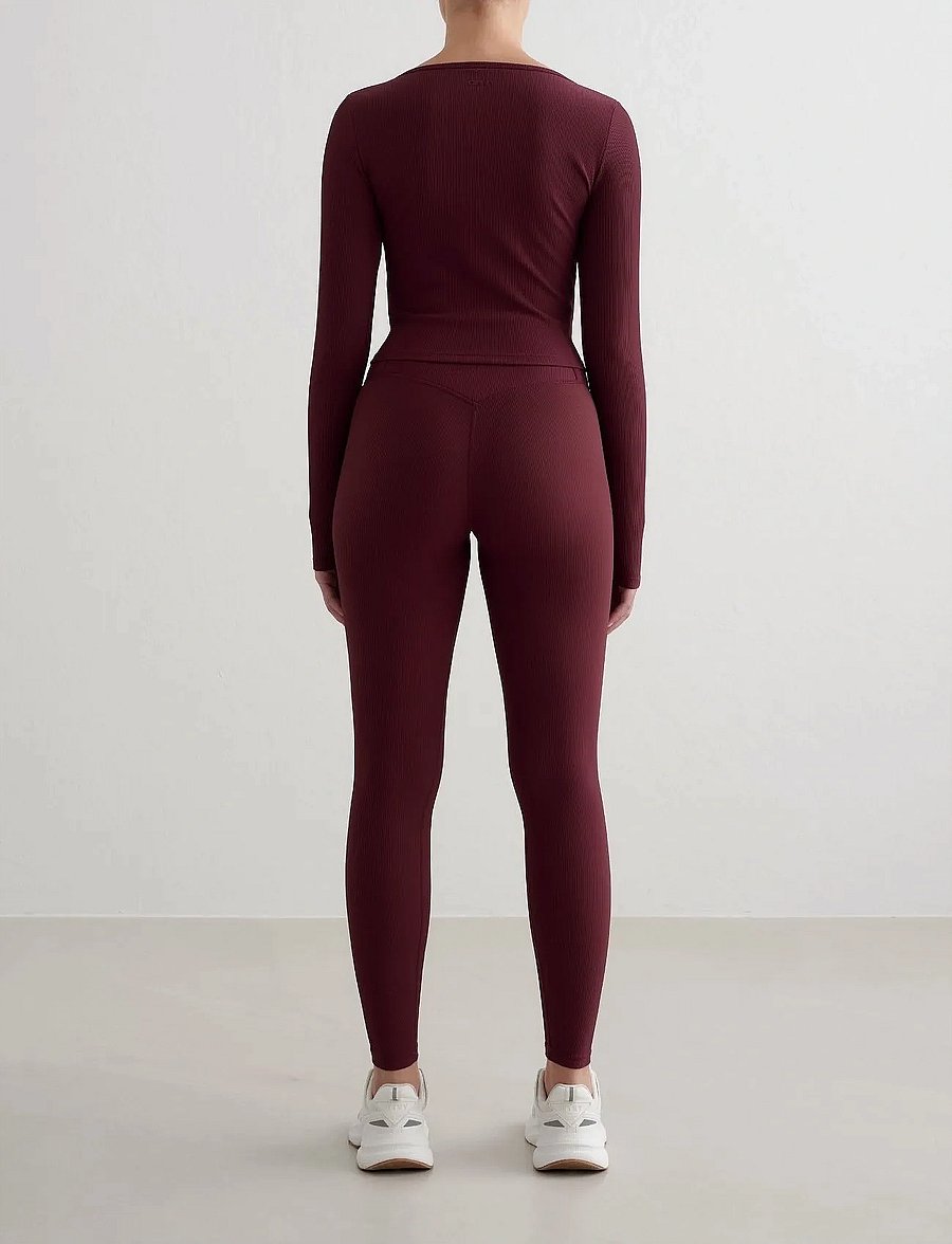 aim´n - Ribbed Performance Zipped Cardigan - magabolir - cherry - 5