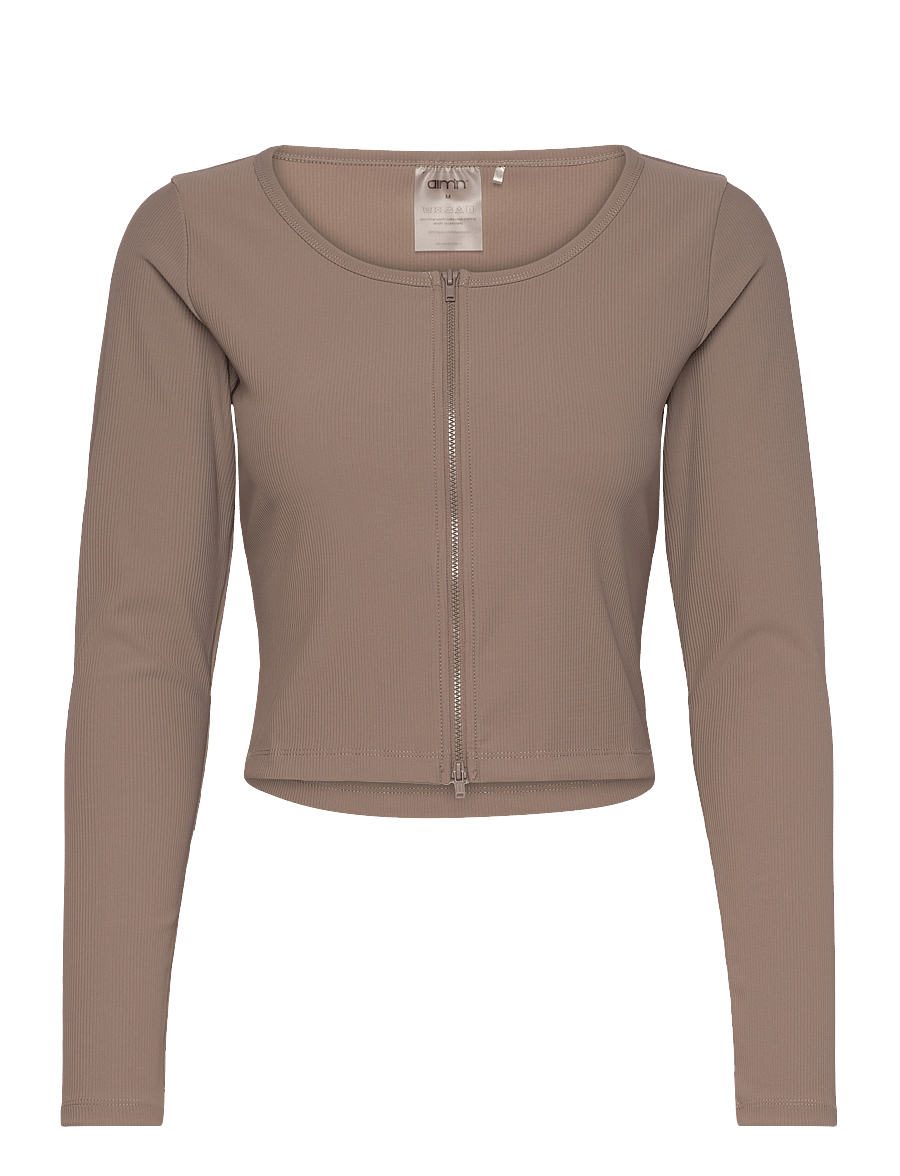 aim´n - Ribbed Performance Zipped Cardigan - nabapluusid - nougat - 0
