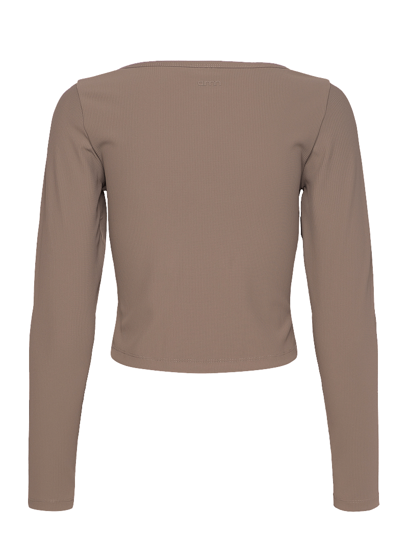 aim´n - Ribbed Performance Zipped Cardigan - crop tops - nougat - 1