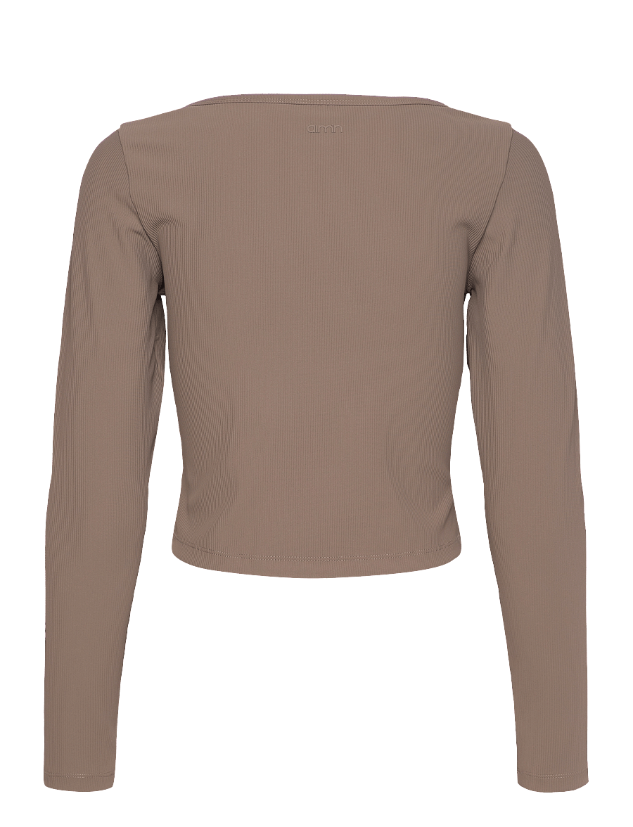 aim´n - Ribbed Performance Zipped Cardigan - nabapluusid - nougat - 1