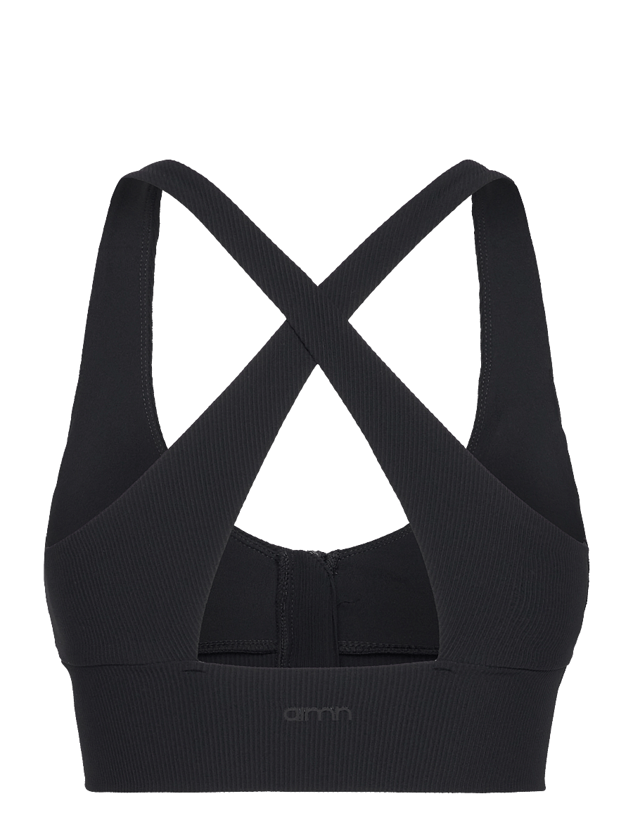 aim´n - Ribbed Performance Zipped Bra - sport-bhs - black - 2