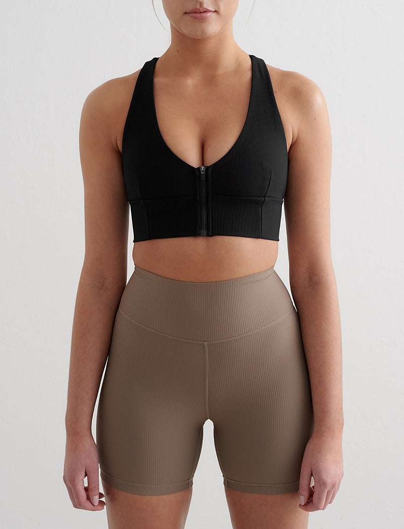 aim´n - Ribbed Performance Zipped Bra - sport-bhs - black - 0