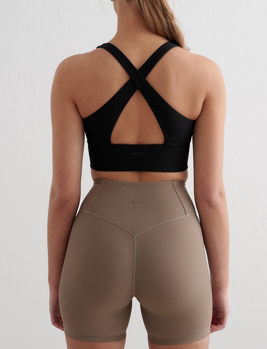 aim´n - Ribbed Performance Zipped Bra - sport-bhs - black - 3